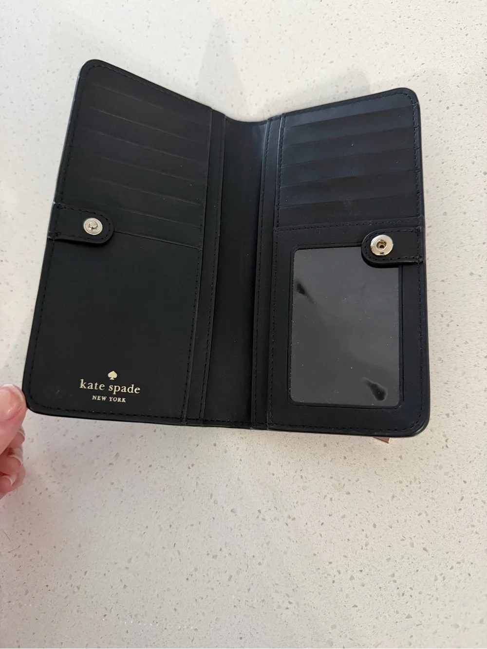 kate spade black pebbled leather wallet